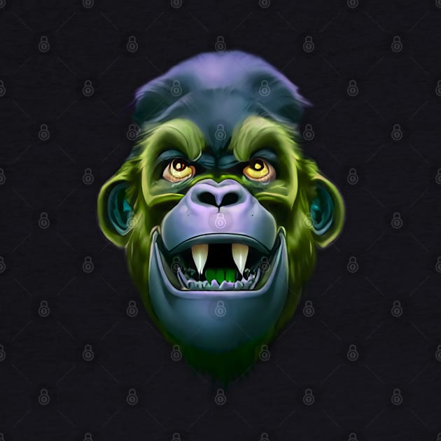 Evil Monkey Face Green by PNPTees